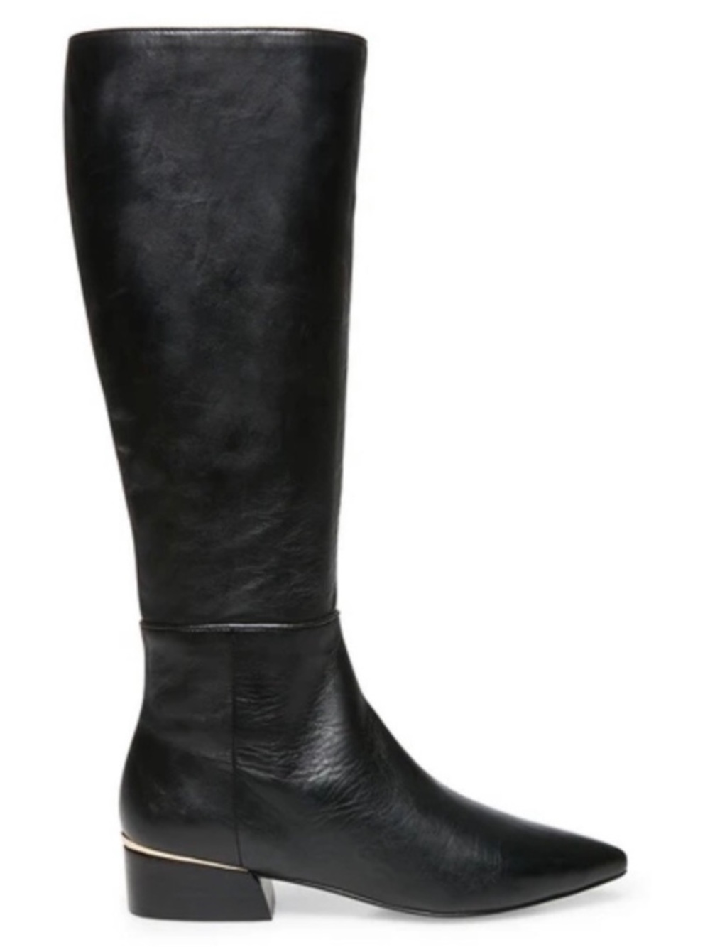 Steve Madden Adelina Knee High Black Leather Boots Pointed Toe Sz 6-1/2